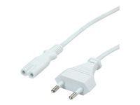VALUE Netzkabel Euro-Flachstecker auf C7 2polig weiss 1m