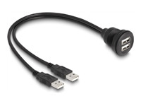DELOCK USB 2.0 Kabel 2 x USB Typ-A Stecker zu 2 x USB Typ-A Buchse zum Einbau 1m schwarz